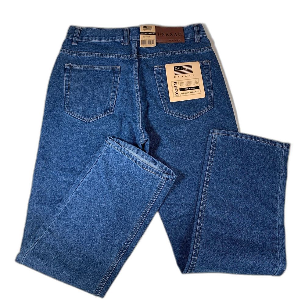 Zac USA blue jeans nwt 32x30 relaxed straight stone wash denim